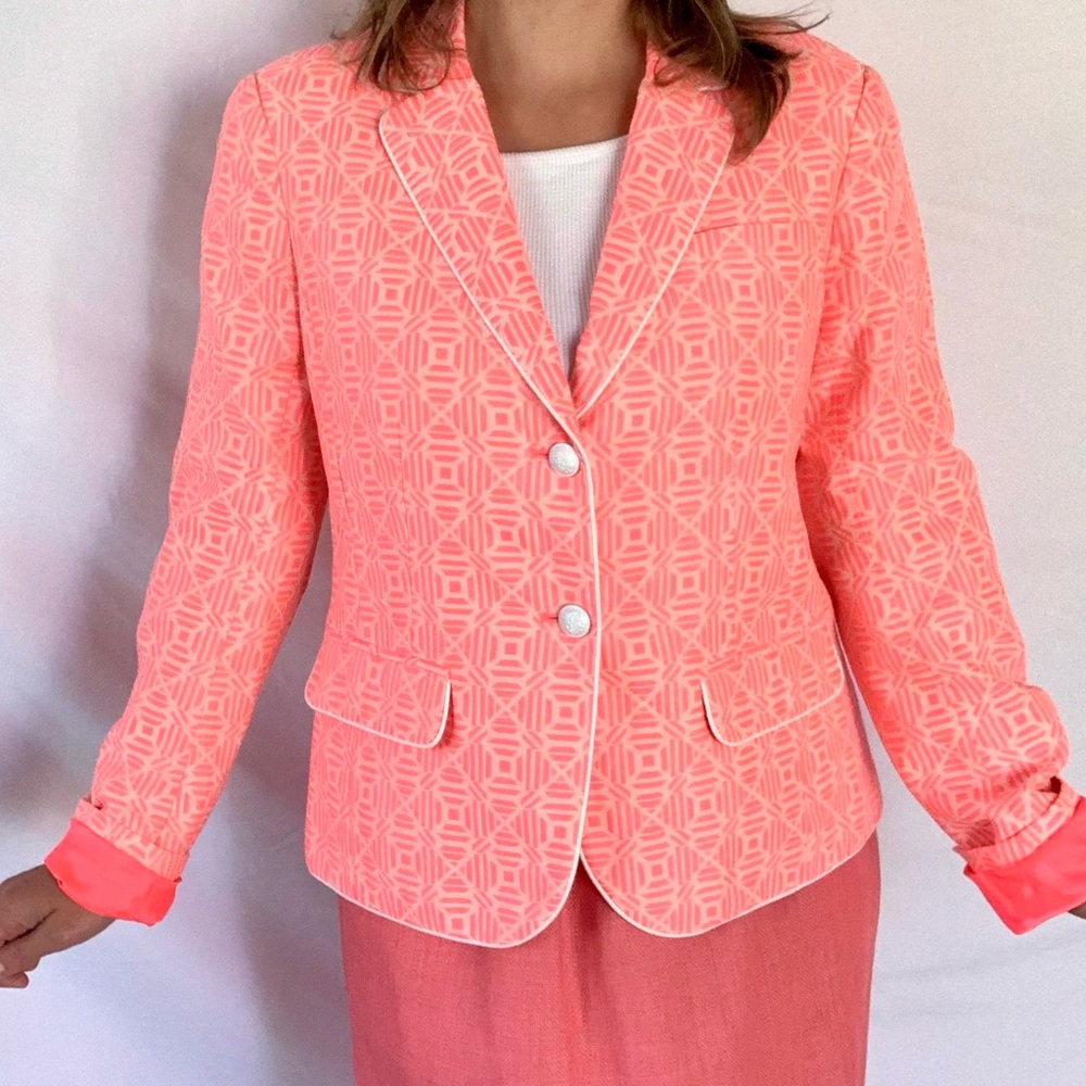 Retro Gap Academy Blazer with neon pink geometric pattern size 12
